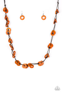 Paparazzi VINTAGE VAULT "Waikiki Winds" Orange Necklace & Earring Set Paparazzi Jewelry