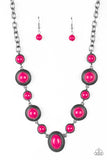 Paparazzi VINTAGE VAULT "Voyager Vibes" Pink Necklace & Earring Set Paparazzi Jewelry