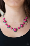 Paparazzi VINTAGE VAULT "Voyager Vibes" Pink Necklace & Earring Set Paparazzi Jewelry