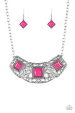 Paparazzi "Feeling Inde-PENDANT" Pink Necklace & Earring Set Paparazzi Jewelry
