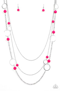 Paparazzi VINTAGE VAULT "Beachside Babe" Pink Necklace & Earring Set Paparazzi Jewelry