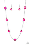 Paparazzi "Glassy Glamorous" Pink Necklace & Earring Set Paparazzi Jewelry