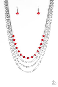 Paparazzi VINTAGE VAULT "Extravagant Elegance" Red Necklace & Earring Set Paparazzi Jewelry