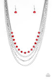 Paparazzi VINTAGE VAULT "Extravagant Elegance" Red Necklace & Earring Set Paparazzi Jewelry