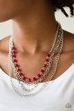 Paparazzi VINTAGE VAULT "Extravagant Elegance" Red Necklace & Earring Set Paparazzi Jewelry