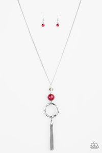 Paparazzi VINTAGE VAULT "Bold Balancing Act" Red Necklace & Earring Set Paparazzi Jewelry