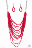 Paparazzi VINTAGE VAULT "Bora Bombora" Red Necklace & Earring Set Paparazzi Jewelry