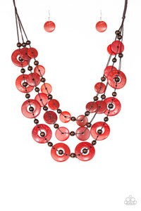 Paparazzi "Catalina Coastin" Red Necklace & Earring Set Paparazzi Jewelry