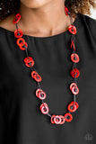 Paparazzi VINTAGE VAULT "Waikiki Winds" Red Necklace & Earring Set Paparazzi Jewelry