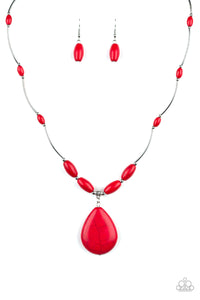 Paparazzi "Explore the Elements" Red Necklace & Earring Set Paparazzi Jewelry