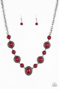 Paparazzi "Voyager Vibes" Red Necklace & Earring Set Paparazzi Jewelry