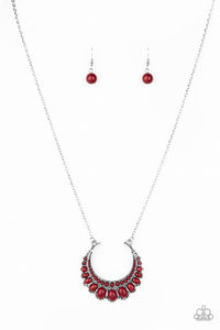 Paparazzi VINTAGE VAULT "Count To Zen" Red Necklace & Earring Set Paparazzi Jewelry