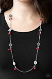 Paparazzi VINTAGE VAULT "Color Boost" Red Necklace & Earring Set Paparazzi Jewelry