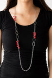 Paparazzi VINTAGE VAULT "Flirty Foxtrot" Red Necklace & Earring Set Paparazzi Jewelry