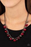 Paparazzi VINTAGE VAULT "Runway Rebel" Red Necklace & Earring Set Paparazzi Jewelry