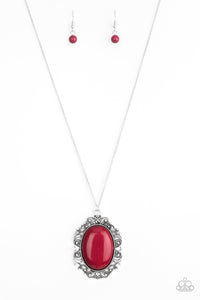 Paparazzi VINTAGE VAULT "Vintage Vanity" Red Necklace & Earring Set Paparazzi Jewelry