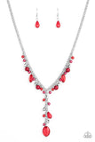 Paparazzi VINTAGE VAULT "Crystal Couture" Red Necklace & Earring Set Paparazzi Jewelry