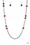 Paparazzi VINTAGE VAULT "Fashion Fad" Red Necklace & Earring Set Paparazzi Jewelry