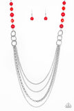 Paparazzi VINTAGE VAULT "Vividly Vivid" Red Necklace & Earring Set Paparazzi Jewelry