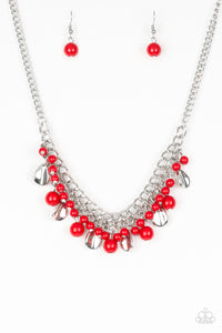 Paparazzi VINTAGE VAULT "Summer Showdown" Red Necklace & Earring Set Paparazzi Jewelry