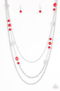 Paparazzi VINTAGE VAULT "Pretty Pop-tastic!" Red Necklace & Earring Set Paparazzi Jewelry