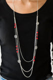 Paparazzi VINTAGE VAULT "Pretty Pop-tastic!" Red Necklace & Earring Set Paparazzi Jewelry