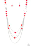 Paparazzi VINTAGE VAULT "Bubbly Bright" Red Necklace & Earring Set Paparazzi Jewelry