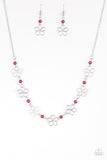 Paparazzi VINTAGE VAULT "Always Abloom" Red Necklace & Earring Set Paparazzi Jewelry