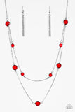 Paparazzi VINTAGE VAULT "Raise Your Glass" Red Necklace & Earring Set Paparazzi Jewelry