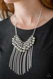 Paparazzi VINTAGE VAULT "DIVA-de and Rule" Silver Necklace & Earring Set Paparazzi Jewelry