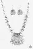 Paparazzi "Large and In Charge" Silver Necklace & Earring Set Paparazzi Jewelry