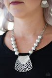 Paparazzi "Large and In Charge" Silver Necklace & Earring Set Paparazzi Jewelry