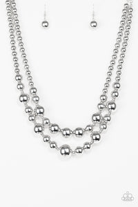 Paparazzi "I Double Dare You" Silver Necklace & Earring Set Paparazzi Jewelry