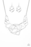 Paparazzi "World Shattering" Silver Necklace & Earring Set Paparazzi Jewelry