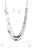 Paparazzi "Industrial Illumination" FASHION FIX Silver Necklace & Earring Set Paparazzi Jewelry