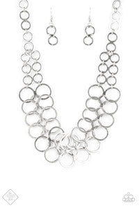Paparazzi "Metro Maven" FASHION FIX Silver Necklace & Earring Set Paparazzi Jewelry