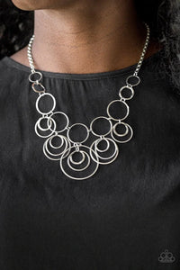 Paparazzi VINTAGE VAULT "Break The Cycle" Silver Necklace & Earring Set Paparazzi Jewelry