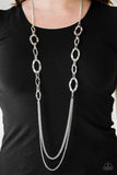 Paparazzi VINTAGE VAULT "Street Beat" Silver Necklace & Earring Set Paparazzi Jewelry