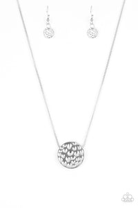 Paparazzi "The BOLD Standard" Silver Hammered Pendant Necklace & Earring Set Paparazzi Jewelry