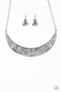 Paparazzi "Bull In A China Shop" Silver Necklace & Earring Set Paparazzi Jewelry