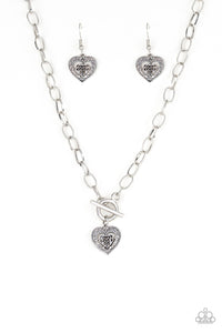 Paparazzi "Say No AMOUR" Silver Necklace & Earring Set Paparazzi Jewelry