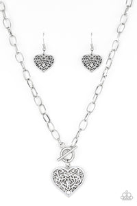 Paparazzi "Victorian Romance" Silver Necklace & Earring Set Paparazzi Jewelry