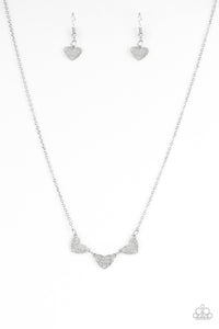 Paparazzi "Another Love Story" Silver Necklace & Earring Set Paparazzi Jewelry