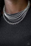 Paparazzi VINTAGE VAULT "Intensely Industrial" White Necklace & Earring Set Paparazzi Jewelry