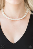 Paparazzi "Ladies Choice" White Choker Necklace & Earring Set Paparazzi Jewelry