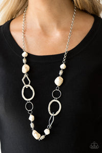 Paparazzi VINTAGE VAULT "Thats TERRA-ific!" White Necklace & Earring Set Paparazzi Jewelry