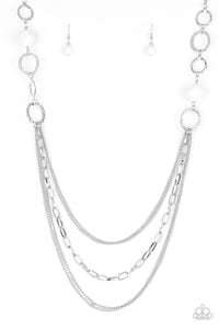 Paparazzi VINTAGE VAULT "Margarita Masquerades" White Necklace & Earring Set Paparazzi Jewelry