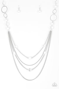 Paparazzi "Bubbly Bright" White Necklace & Earring Set Paparazzi Jewelry