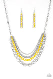 Paparazzi VINTAGE VAULT "Color Bomb" Yellow Necklace & Earring Set Paparazzi Jewelry