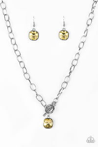 Paparazzi VINTAGE VAULT "Dynamite Dazzle" Yellow Necklace & Earring Set Paparazzi Jewelry